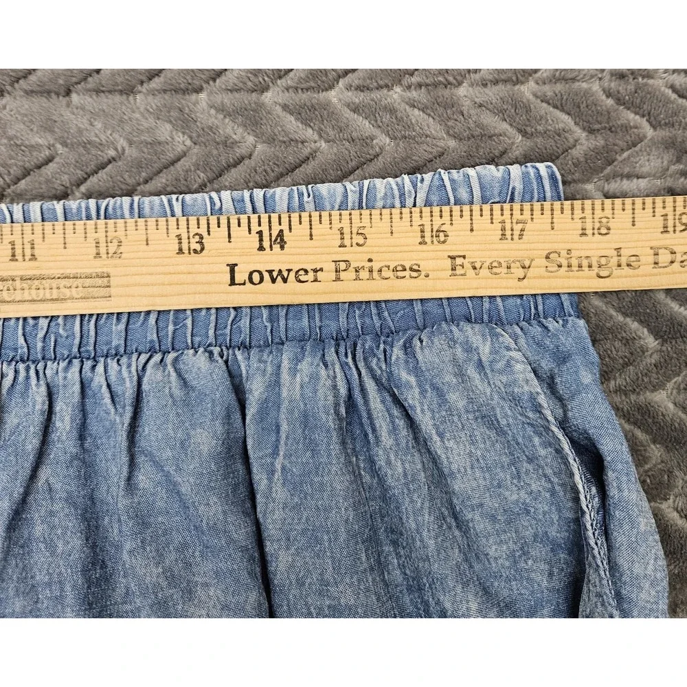 Torrid Skirt Women's Size 1 Blue Chambray Ruffle Edge Tiered Skirt Elastic Waist